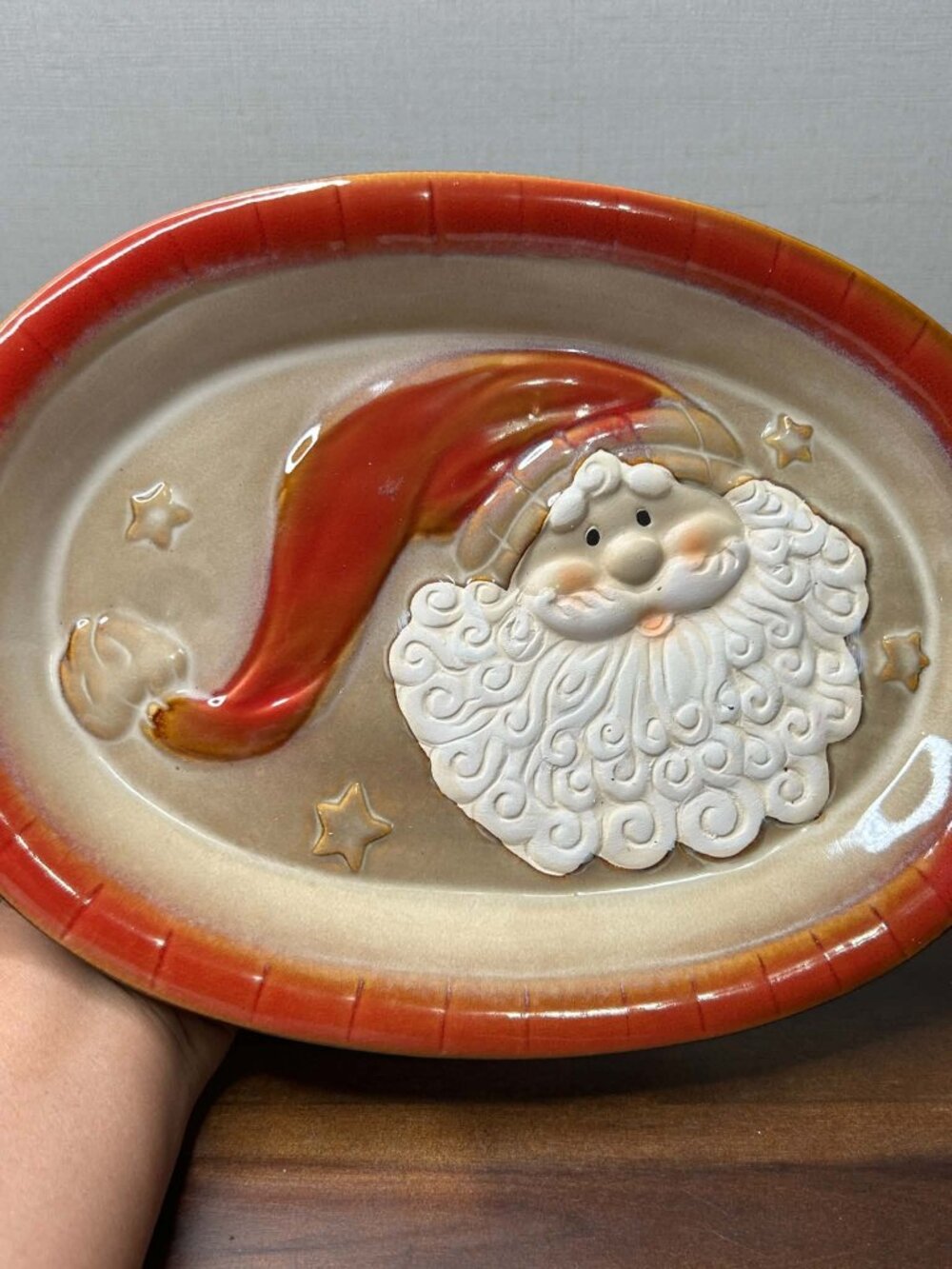 Vintage TII Collections Ceramic Santa Claus Platter Oval Christmas Cookie Plate